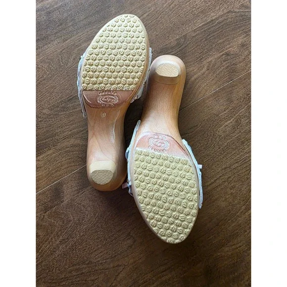 Salpy the kate wood sandals Clogs Wooden Light Blue Pink Bows Studded Size 6 - Picture 8 of 11